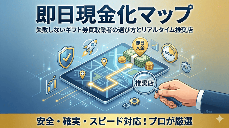 即日現金化マップ｜失敗しないギフト券買取業者の選び方とリアルタイム推奨店